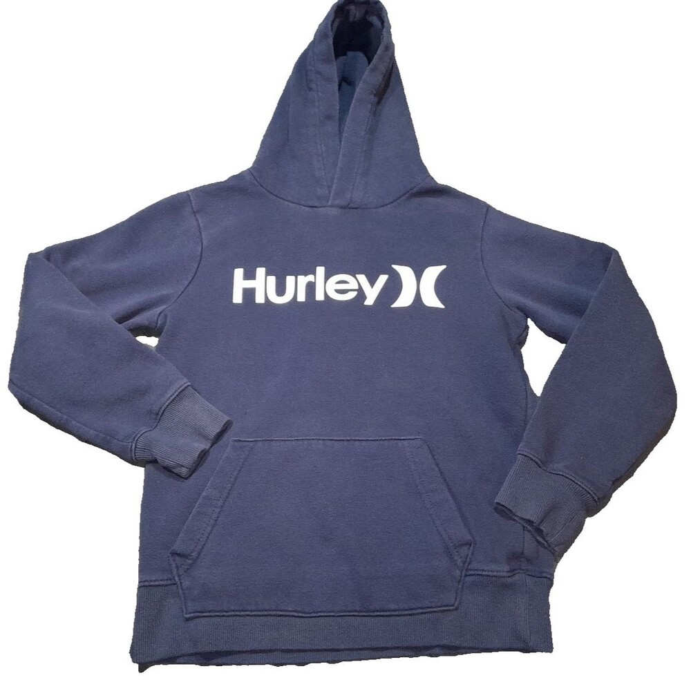 Hurley Boys Center Logo Hoodie Medium Pullover Comfort Y2k Navy Blue